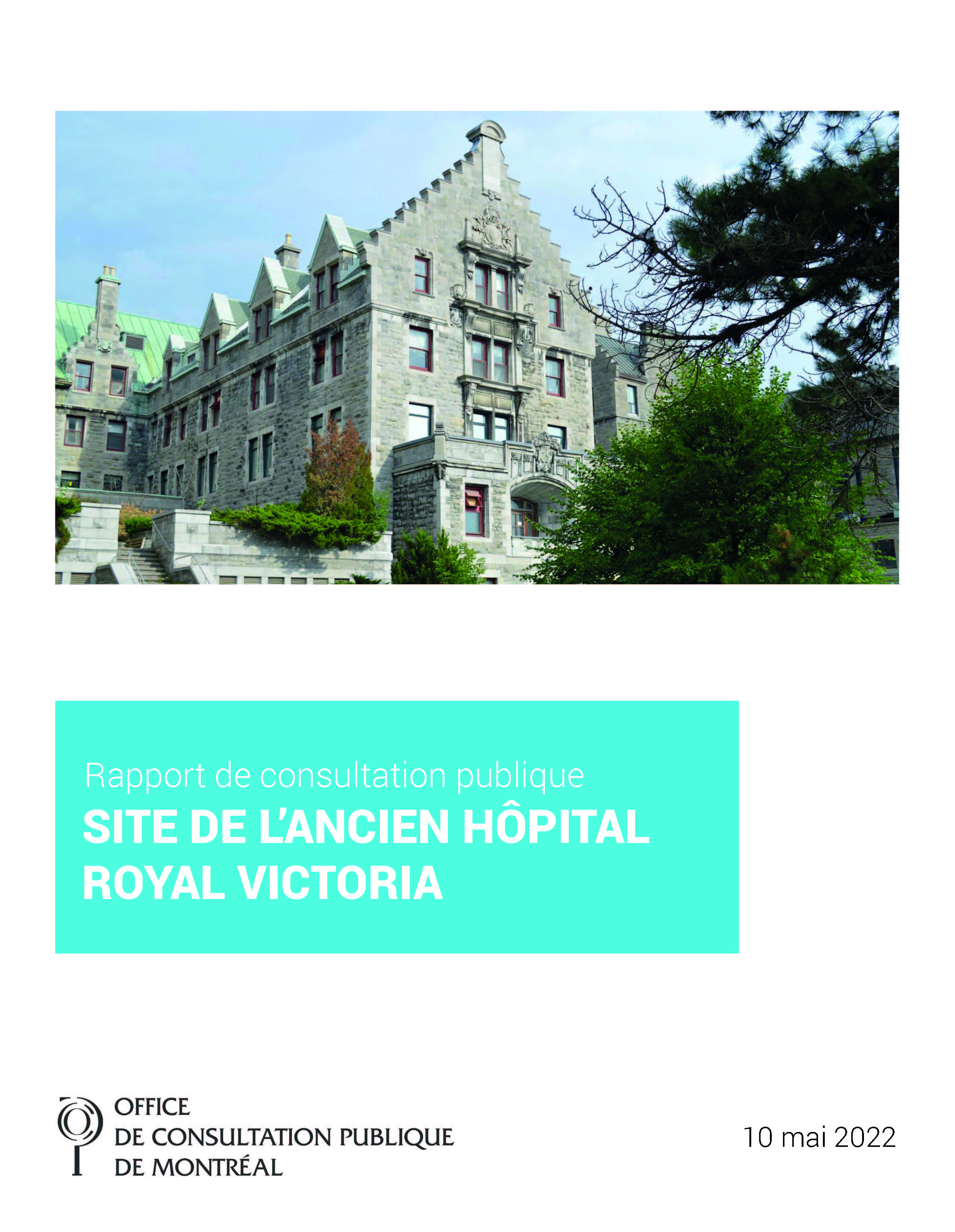 Couverture du rapport - Ancien hôpital Royal Victoria